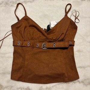 Brown Strappy Belted Top